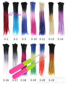 Dreadlocks faits à la main cheveux synthétiques cheveux synthétiques dread lock extensions de cheveux Extensions Crochet tresse 1 brin pour femmes et hommes 20 pouces