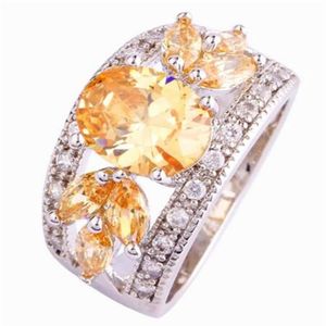 Champagne de mode à la main Morganite Silver Ring Size 7 8 9 10 11 12 Bijoux plaqué Femmes entièrement 303T