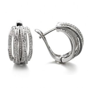 Bijoux de mode faits à la main en argent Sterling 925 pavé blanc clair 5A zircon cubique fête femmes mariage oreille manchette boucle d'oreille de mariage cadeau