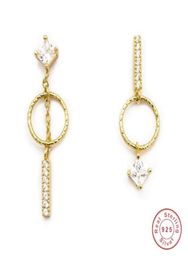 Handgemaakte mode -sieraden asymmetrie oorrel 925 Sterling Silvergold vul prinses witte topaz cz diamant vrouwen