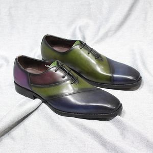 Fashion faite à la main Oxfords Oxfords authentique Vache en cuir de vache Chaussures robes de fête de mariage pour les hommes Couleurs mixtes formelles du bureau des hommes B