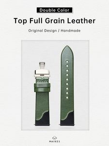 Handgemaakte volle graan lederen riem snel release origineel ontwerp dubbele kleur accessoires horlogebanden 20 mm 21 mm 22 mm 240409