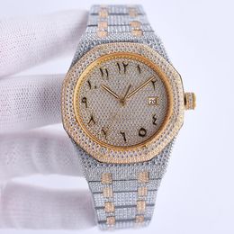 Handmade vol met diamanten Watch Heren Automatische mechanische horloges 41 mm met diamant bezaaid staal 904L Saffier dames zakelijk polshorloge Montre de luxe