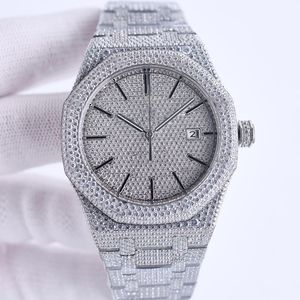 Handmade vol met diamanten Watch Heren automatische mechanische horloges 41 mm met diamanten bezaaid staal 904L Sapphire Montre de Luxe Orologio di Lusso