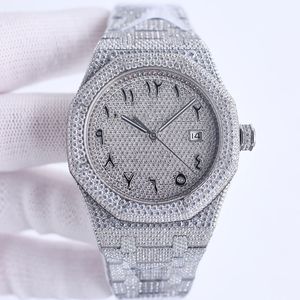 Montre à la main pleine de diamants montres mécaniques automatiques pour hommes 41mm avec acier serti de diamants 904L saphir montres-bracelets d'affaires pour femmes Montre de Luxe