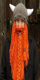 Chapeaux tricotés drôles faits à la main Winter Wool Moustache Braid casquettes pirate perruque barbe bonnets Viking corne Hobo Oncle Wildling masque facial C183457069