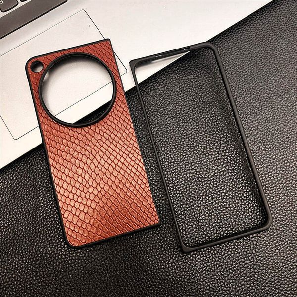 Étui mince en cuir de vachette véritable fait à la main pour OPPO Find N3 Dragon Scale Cover