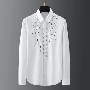 Handgemaakte geometrische metalen plaat naaien herenhemd persoonlijkheid met lange mouwen luxe shirt Social party Stage Star Chemise Homme
