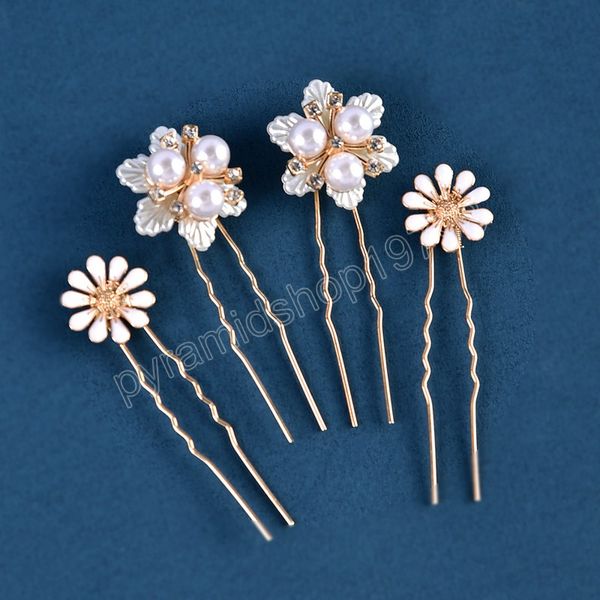 Épingle à cheveux faite à la main, accessoires pour cheveux de mariage, diadèmes à fleurs en diamant, pince à cheveux en forme de U, bijoux de tête de mariée tendance, couvre-chef d'anniversaire