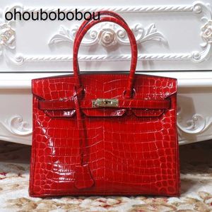Handgemaakte handtas bovenste handtas lederen tas Luxurys 2024 Crocodile Patroon Women's Women's Ladiesbag cy