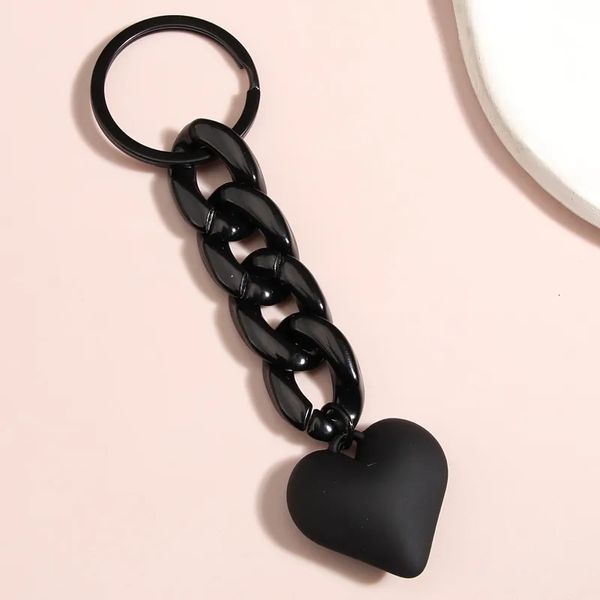 Porte-clés coeur fait main acrylique en plastique lien chaîne porte-clés pour femmes filles sac à main pendentif accessoire clés de voiture bijoux cadeaux 231226
