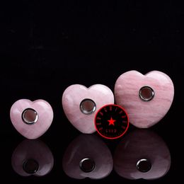 Forma de corazón hecha a mano Cool Pink Portable Crystal Stone Filter Handpipe Tubo para fumar Diseño innovador Dry Herb Tabaco Holder Pipas de piedras preciosas