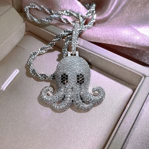 Collier pendentif poulpe glacé fait à la main bijoux HipHop pour femmes hommes Micro pavé Zircon Rock pendentif cadeau