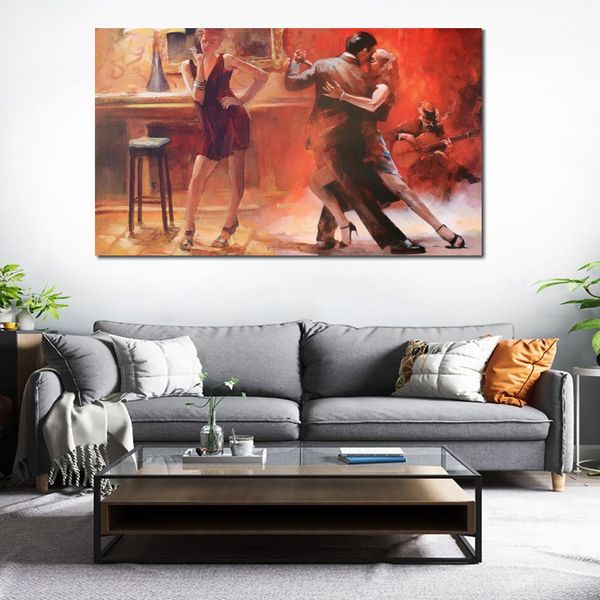 Lienzo impresionista hecho a mano, arte, bares de café, Tango, Willem Haenraets, pintura al óleo, obra de arte romántica para decoración de pared