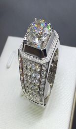 Handgefertigter Schmuck für Herren, modisch, mit Weißgold gefüllte Ringe, Rundschliff, 4 Karat Diamant, Cz, Verlobung, Ehering für Männer, bijoux2532263