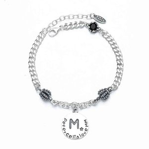 bijoux faits à la main vintage 925 sterling sier lettre noir zircon cubique diamant bracelet pour les femmes
