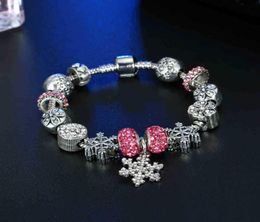 Handgemaakte sieraden hele bedelarmbanden Europese stijl DIY groot gat kralenarmband kerstcadeaus voor vrouwen Sneeuwvlok Kerstman R7595328