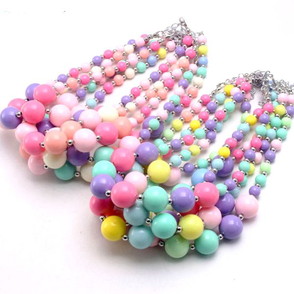 Handmade Enfants Girl Candy Couleur Acylique Colliers Perles De Mode Bijoux Enfants Décor fête d'anniversaire