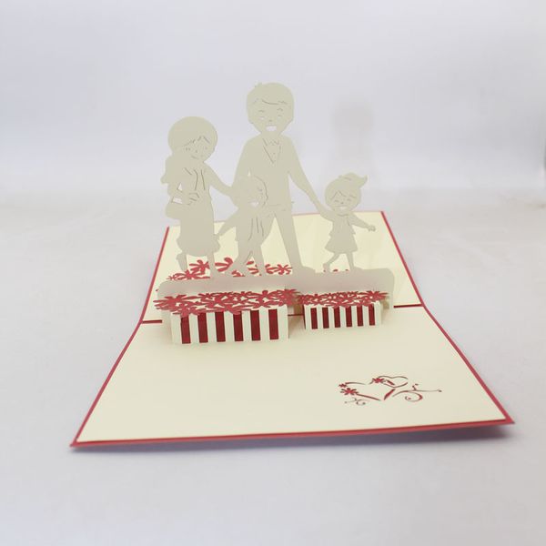 Cartes de voeux de famille Kirigami Origami 3D Pop UP faites à la main pour les fournitures de fête de fête des enfants de la mère et du père
