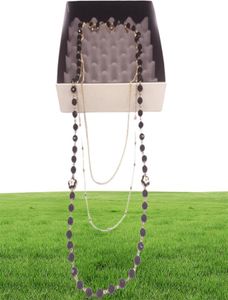 Handgemaakte Kpop Fashion Black Email Camelli Bead Meerlagige lange ketting Dames Sweater Accessoriescollier Femmecollier Sautoir L6130357