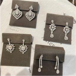 Boucles d'oreilles pendantes en diamant de laboratoire faites à la main en argent sterling 925, boucles d'oreilles de mariage pour femmes, promesse de mariée, bijoux de fête de fiançailles