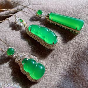 Handgemaakt lab Emerald Diamond Necklace 925 Sterling Silver Wedding Pendants ketting voor vrouwen verlovingshokjuwelen sieraden