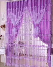 Rideau de dentelle fait à la main pour les filles chambre rose purple en dentelle rideaux pour les enfants chambre 3 couches3349471