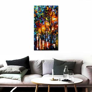 Handgemaakte landschapskunst op canvas Rain Impression Ii Vibrant Street Artwork Painting Home Decor