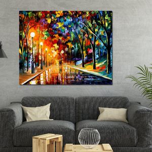 Handgemaakte landschapskunst op canvas Romantisch Eveng Levendig straatkunstwerk Schilderij Home Decor