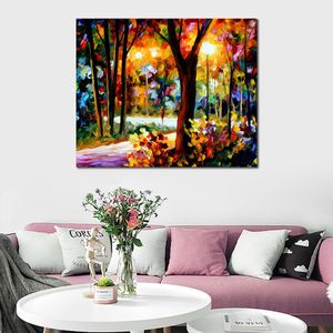 Handgemaakte landschapskunst op canvas The Soul of Night Levendige Street Artwork Schilderij Home Decor