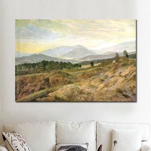 Lienzo de paisaje hecho a mano, arte de pared, montañas gigantes Ii, pintura de Caspar David Friedrich, obra de arte para restaurante, decoración moderna