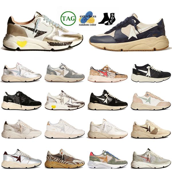 Cuir à la main en daim Italie Marque Designer Glitter Casual Chaussures Upper Vintage Baskets Running Sole Femmes Hommes Camouflage Luxe Baskets Ivoire Star Runners