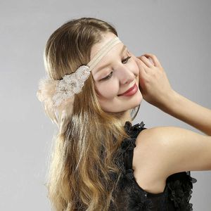 Ivoor veer elastische flapper hoofdband wit kralen zilveren strass hoofdband bruids fascinator hoeden met sluier bruiloft haaraccessoires