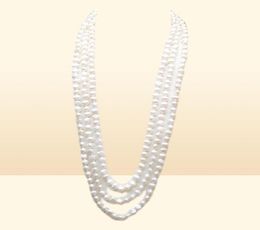 Longré à la main 200 cm Natural 78 mm blanc baroque Baroque Collier de perle d'eau douce chaîne 222S6370537