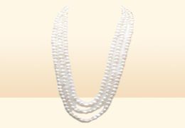Handgemaakte lange 200 cm natuurlijke 78 mm witte barokke zoetwaterparels ketting trui chain222S3910491