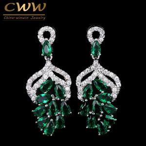 Boucles d'oreilles de luxe faites à la main en forme de fleur de raisin en forme de micro pavé bleu royal vert cubique zircon pour femmes CZ142 210714