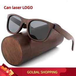 Lunettes de soleil de luxe faites à la main hommes polarisés zèbre Vintage bois de bambou femmes lunettes de soleil de haute qualité avec étui à lunettes boîte 240125