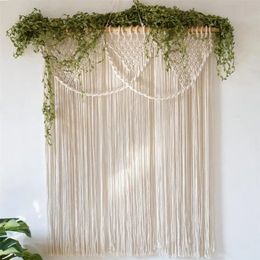 Hecho a mano Macrame Cortina de algodón Algodón Bohemia Macrame Tapetsry Cabecera Colgante de pared Tapiz Puerta Ventana Cortina Beho Decoración 240304