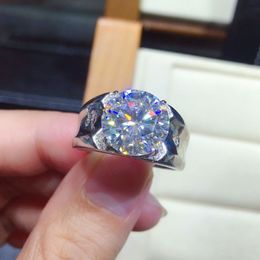 Handgemaakte mannelijke 5ct Lab Moissanite diamanten ring 925 sterling zilveren verlovingstrouwring ringen voor mannen feestcadeau