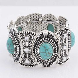 Handgemaakte mannen en vrouwen mode etnische stijl Nepalese armband Tibetaanse zilveren armband sieraden voor meisjes / dames geschenk Q0719