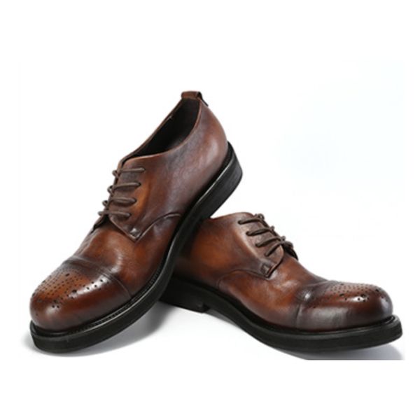 Chaussures Oxford pour hommes faites à la main en cuir véritable chaussures habillées Brogue chaussures formelles d'affaires classiques chaussures en cuir italien chaussures de mariage 1H3