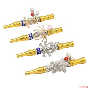 Embout de narguilé en métal fait à la main Embouts de bouche Filtre de chicha arabe Animal Araignée Crâne Tortue Hibou Embouchure Bijoux incrustés Diamant Fumer DHL