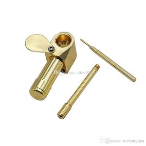 Somking Pipes Handgemaakte Metalen Waterpijp Pijp Set Goud Mini Metalpipes Messing Glas Rokers Tabak Roken Accessoires