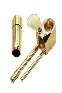 Handgemaakte metalen waterpijpbuis set gouden mini metalen pijpen shisha vape pen 5 kleuren bong kruid grinder4513236