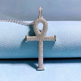 Handgemaakte Moissanite Diamond Cross Necklace 100% Real 925 Sterling Silver Party Wedding Pendants kettingen voor vrouwelijke mannen sieraden