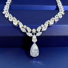 Handgemaakte Moissanite Diamond Necklace 925 Sterling Silver Party Wedding Toofster ketting voor vrouwen bruids hanger sieraden cadeau