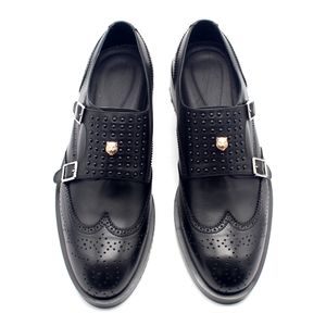 Zapatos de vestir de traje Formal negro con remaches de correa de monje hechos a mano para hombre Oxfords zapatos de negocios de cuero de vaca de alta calidad para hombre