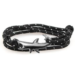 Handgemaakte multi-gelaagde gunmetal haai bedelarmband kleurrijke paracord sieraden voor cadeau