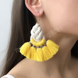 Boucles d'oreilles perlées bohème multicolores faites à la main longues boucles d'oreilles gland pour les femmes déclaration balancent boucle d'oreille bijoux ethniques