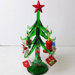 Feito à mão em vidro Murano, estatuetas de árvore de Natal, enfeites de decoração para casa, simulação de árvore de Natal com 12 acessórios pendentes 2332L